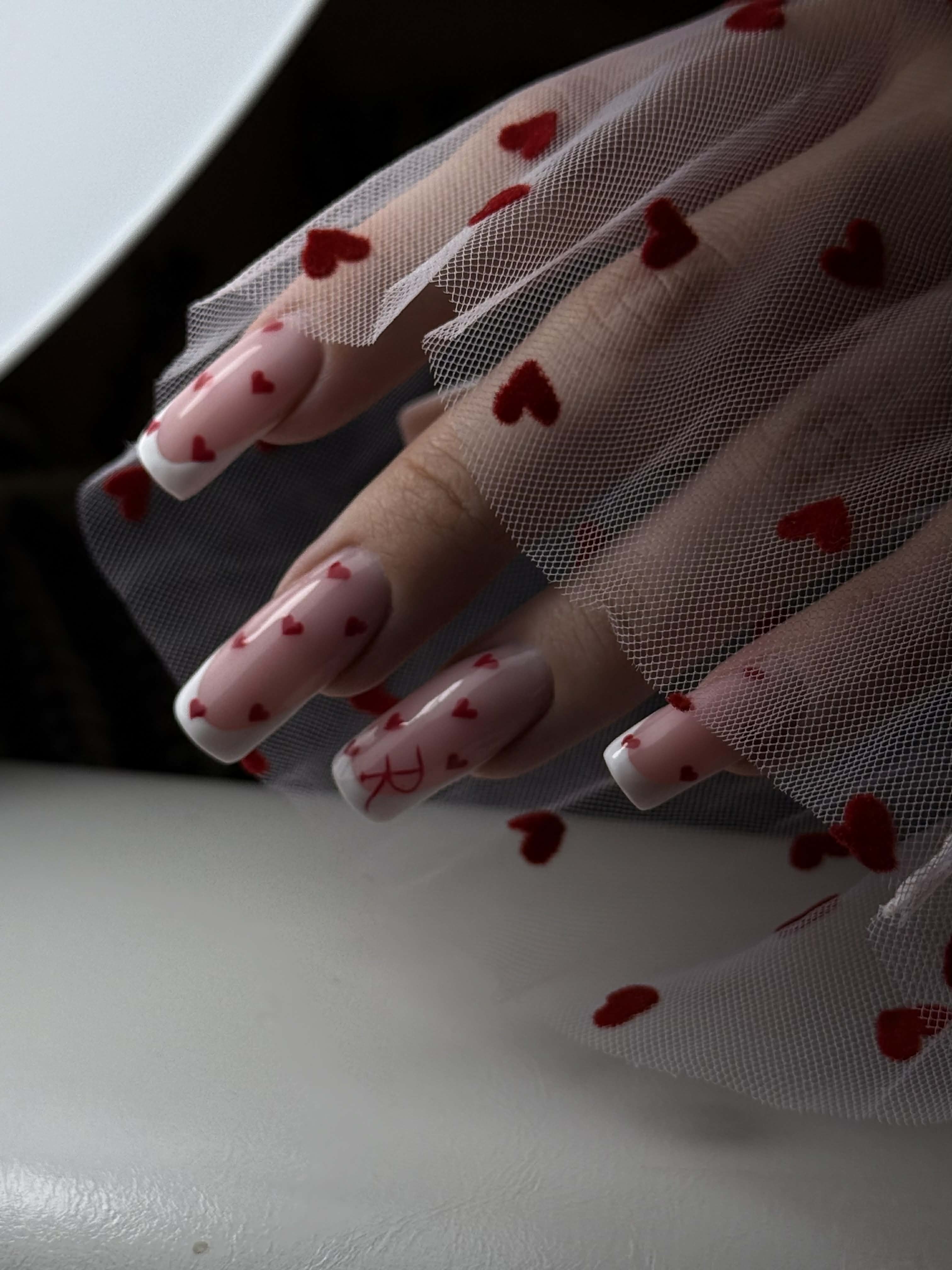 Valentine heart nail art