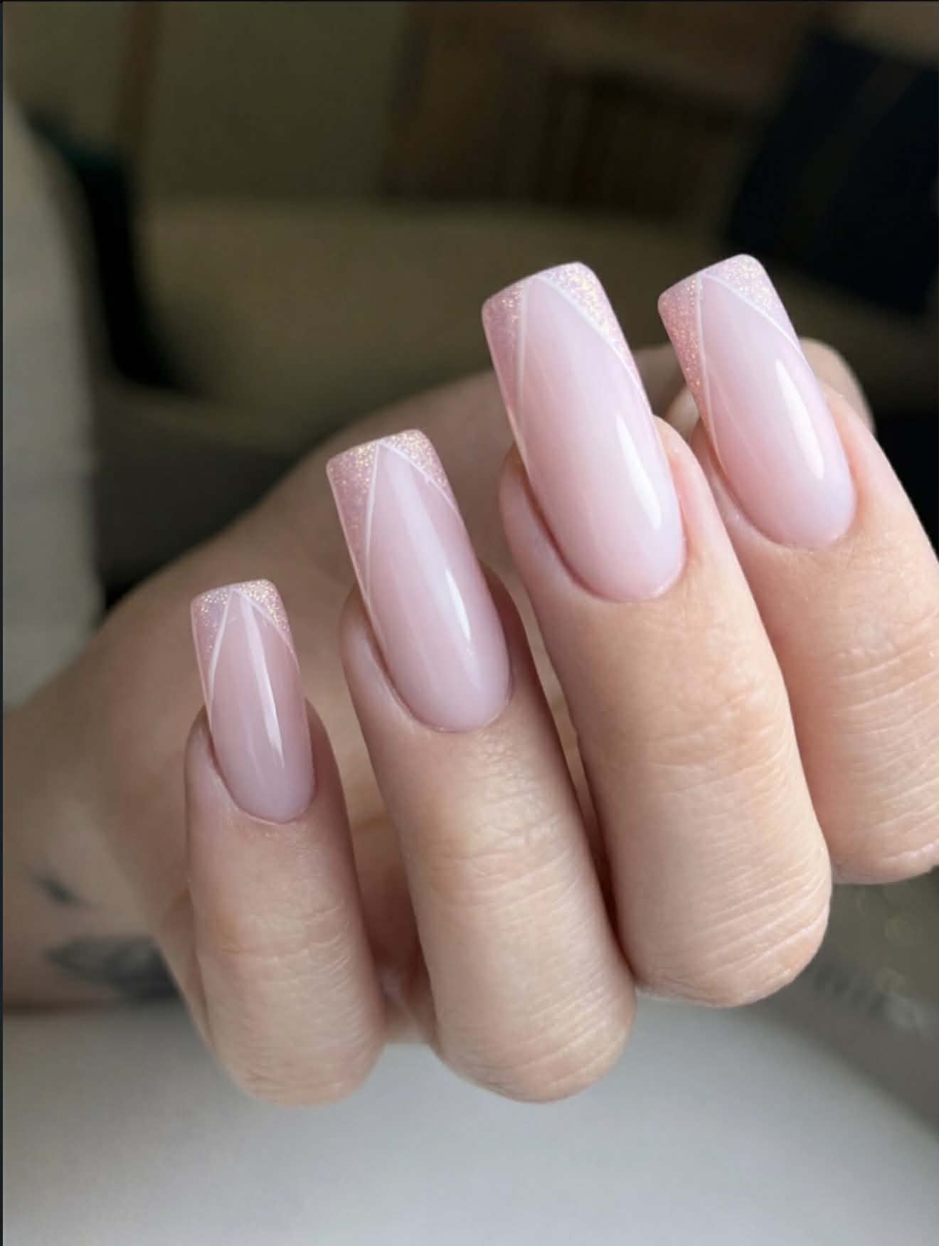 Pink glitter coffin nails